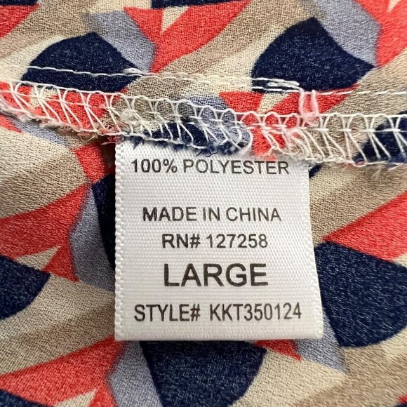 Annabella Womens Round Neck Pullover Blouse Long Sleeve Multicolor Geometric L - Picture 10 of 10